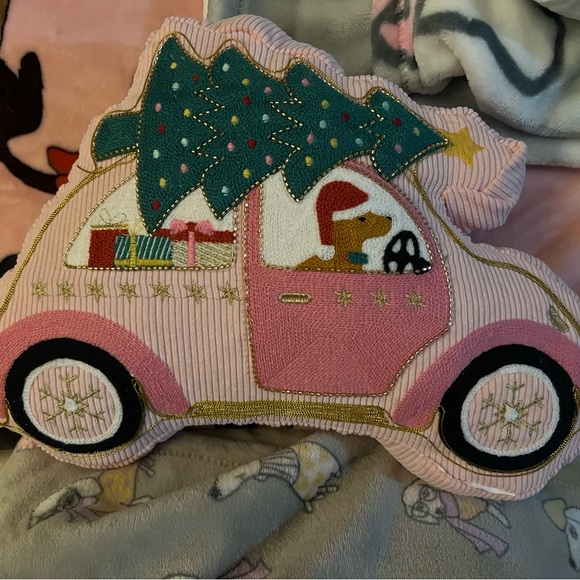 Dachshunds Christmas tree Christmas pink pillow - Picture 4 of 5